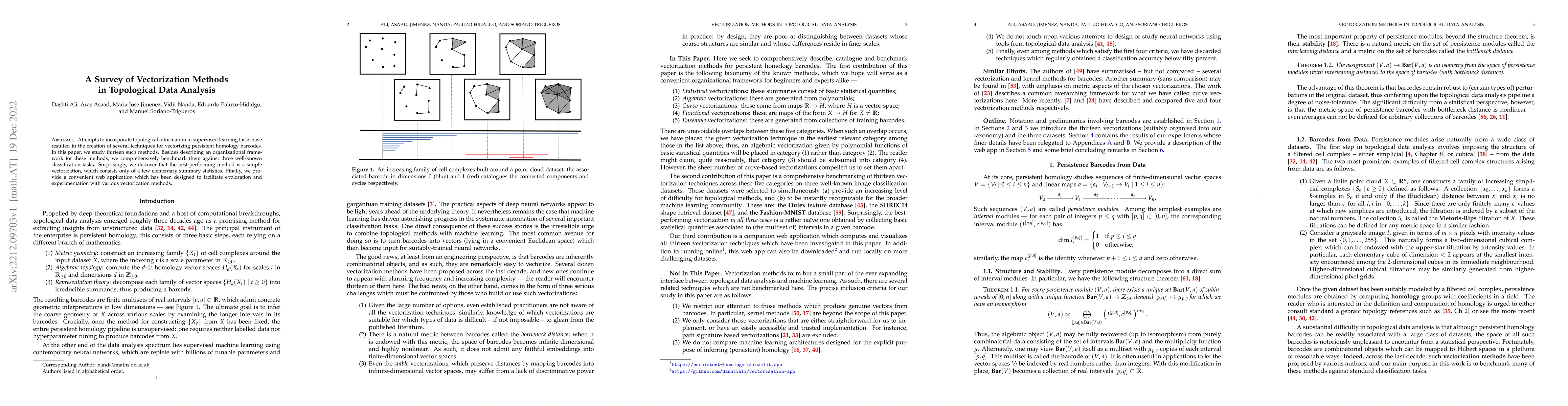 Thumbnail for A Survey of Vectorization Methods in Topological Data Analysis