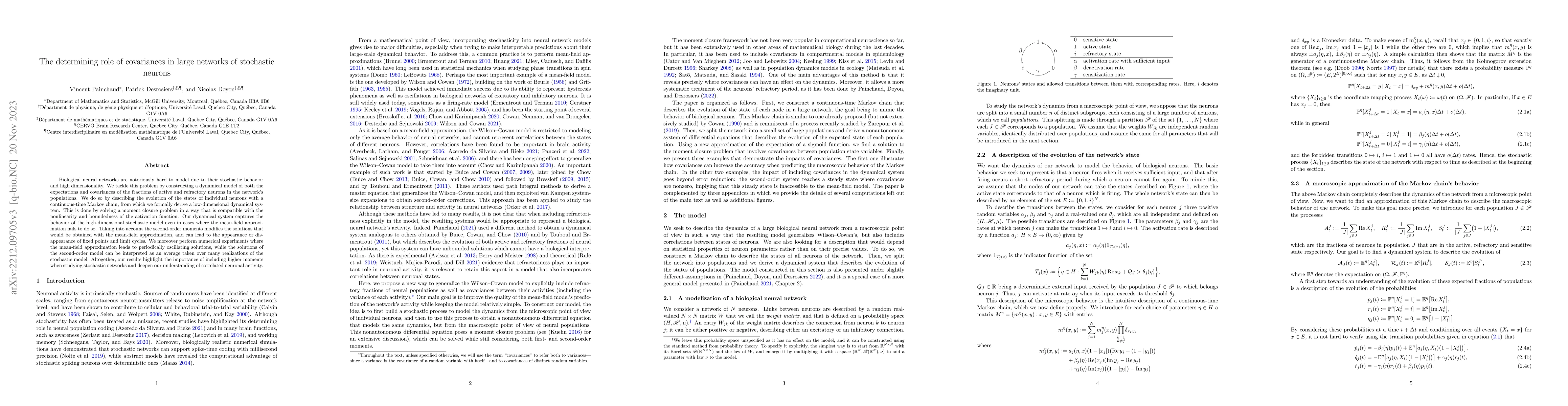 Thumbnail for The determining role of covariances in large networks of stochastic
  neurons
