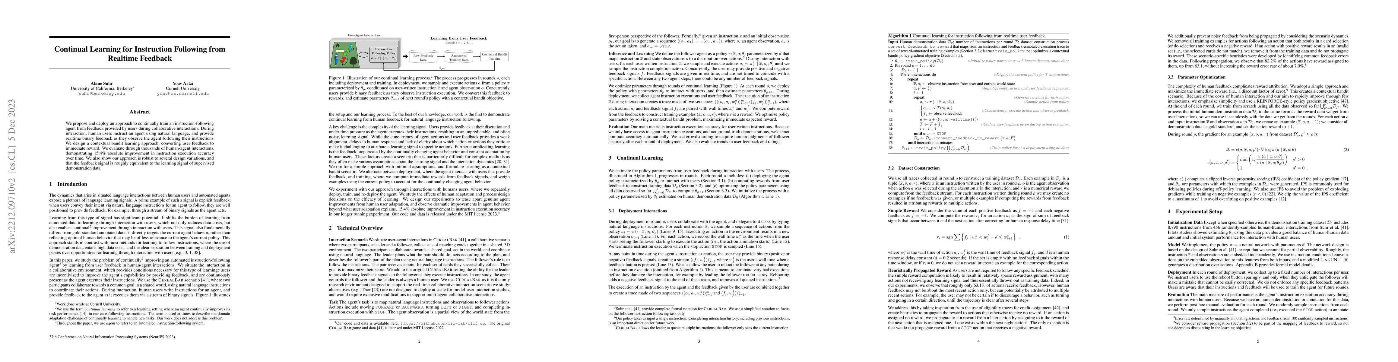 Thumbnail for Continual Learning for Instruction Following from Realtime Feedback