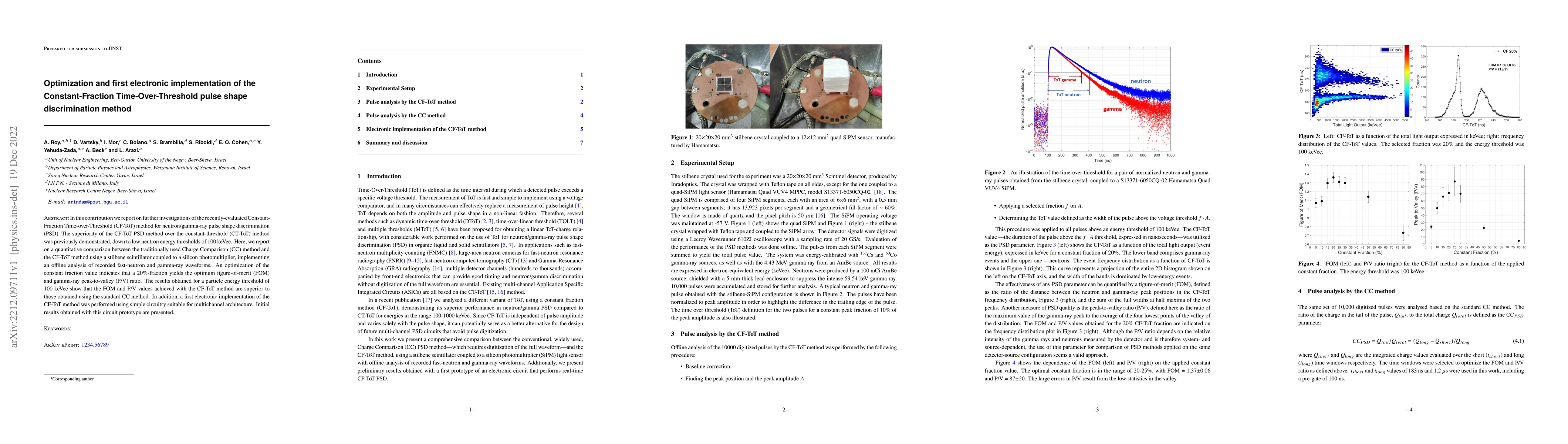 Thumbnail for Optimization and first electronic implementation of the
  Constant-Fraction Time-Over-Threshold pulse shape discrimination method