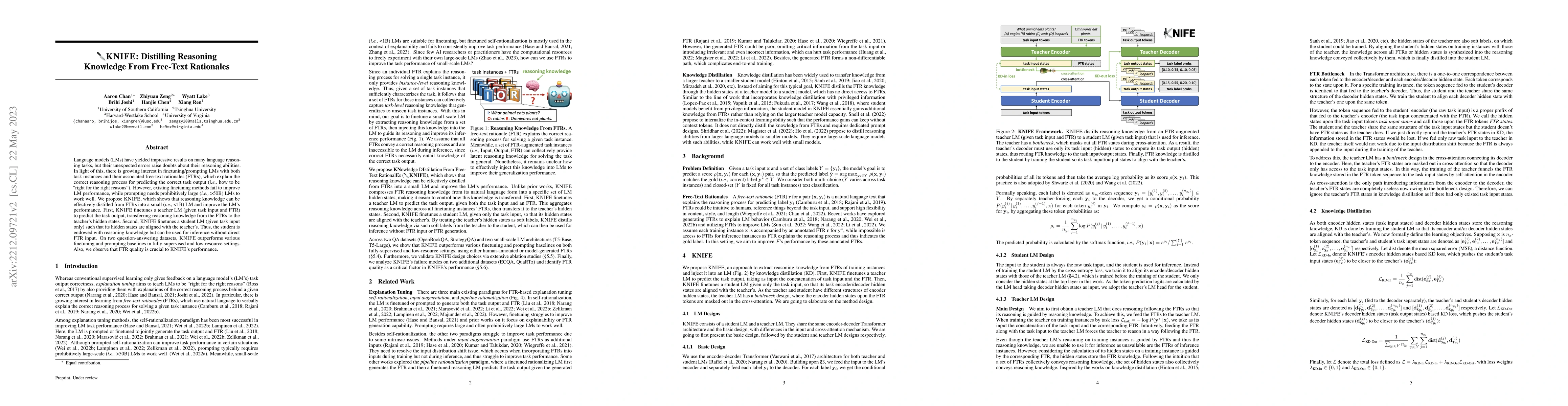 Thumbnail for KNIFE: Distilling Reasoning Knowledge From Free-Text Rationales