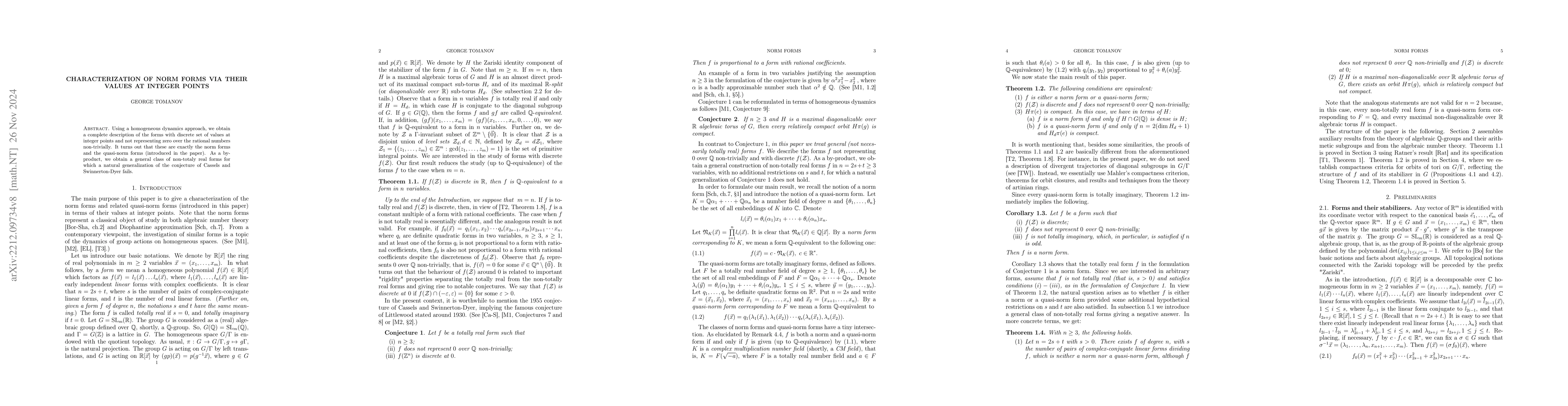 Thumbnail for Characterization of norm forms via their values at integer points