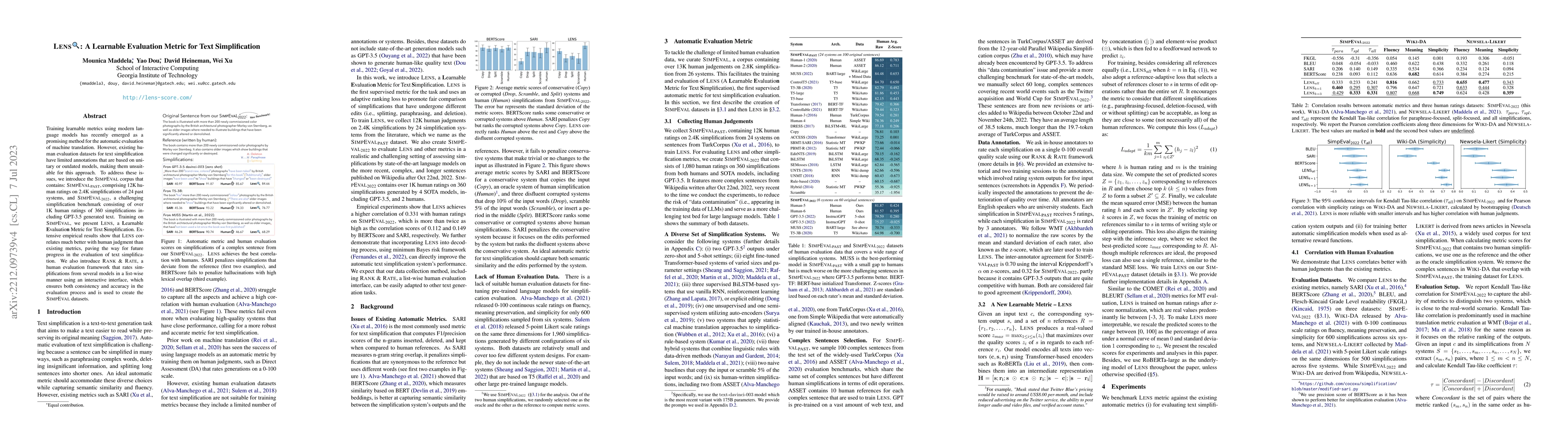 Thumbnail for LENS: A Learnable Evaluation Metric for Text Simplification