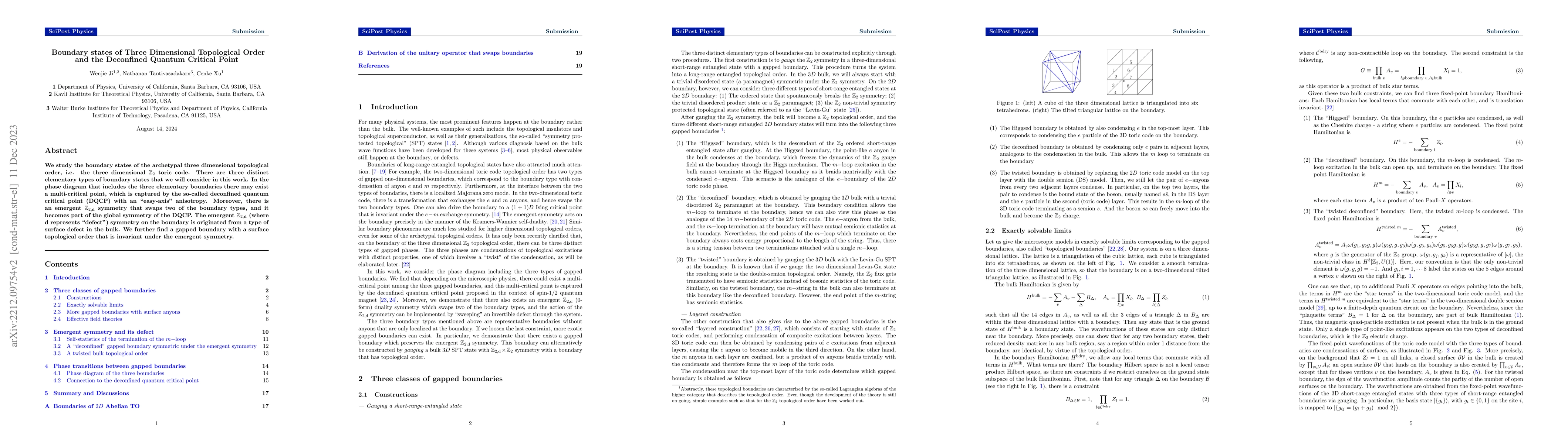 Thumbnail for Boundary states of Three Dimensional Topological Order and the
  Deconfined Quantum Critical Point