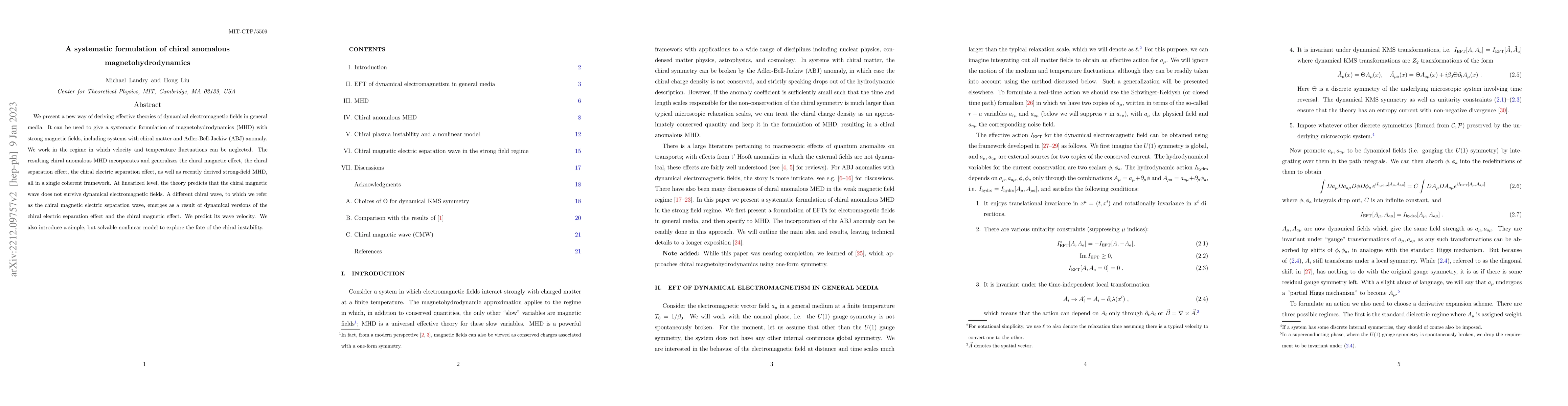 Thumbnail for A systematic formulation of chiral anomalous magnetohydrodynamics