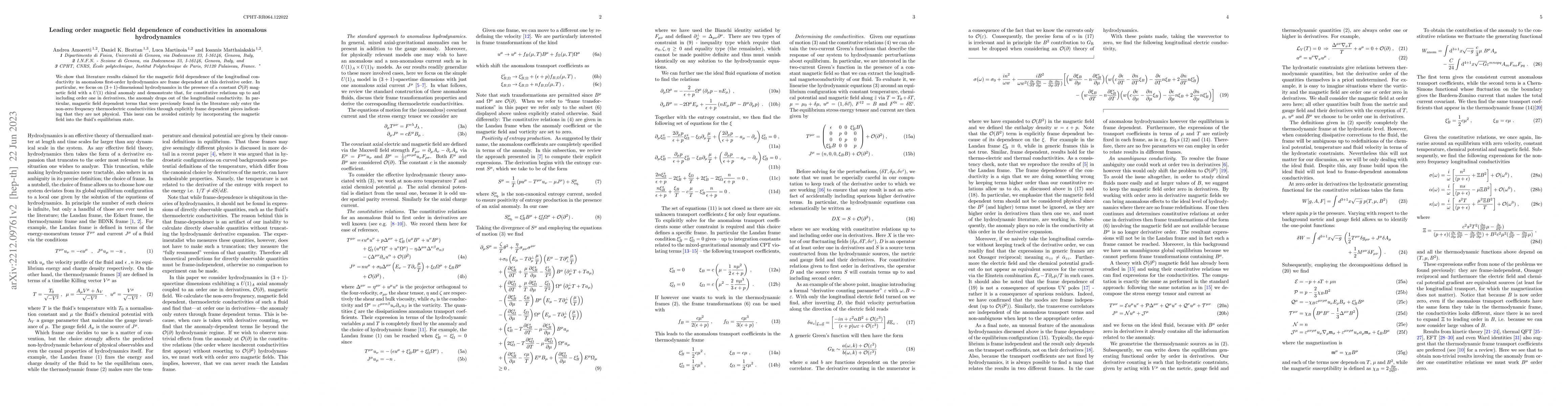 Thumbnail for Leading order magnetic field dependence of conductivities in anomalous
  hydrodynamics