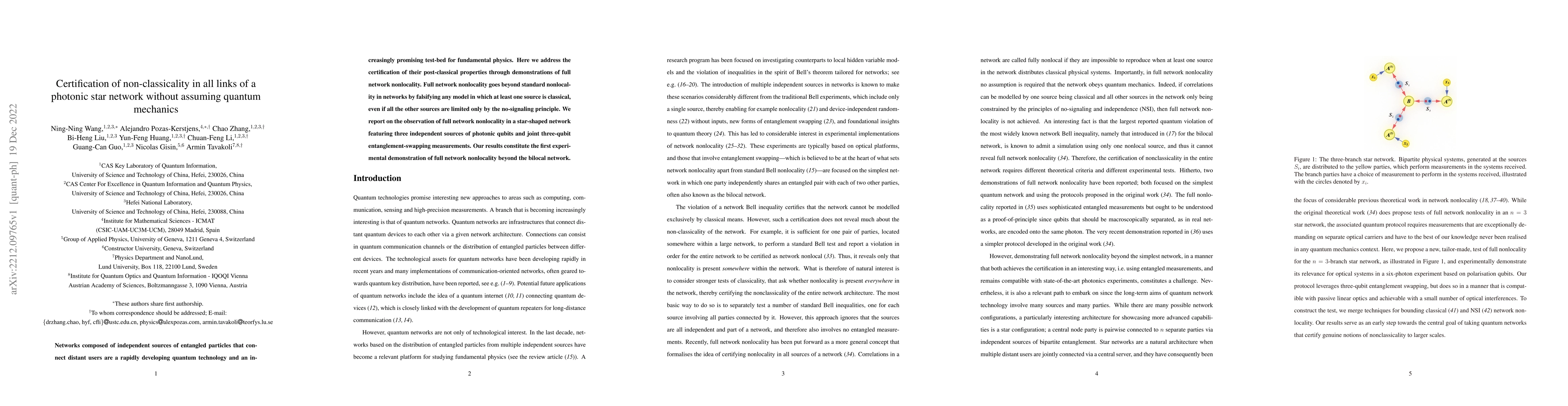 Thumbnail for Certification of non-classicality in all links of a photonic star
  network without assuming quantum mechanics