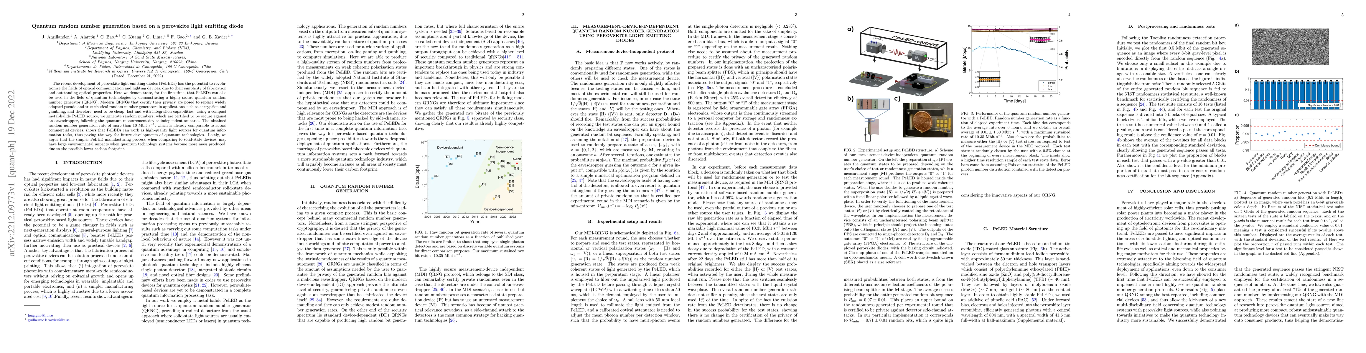 Thumbnail for Quantum random number generation based on a perovskite light emitting
  diode