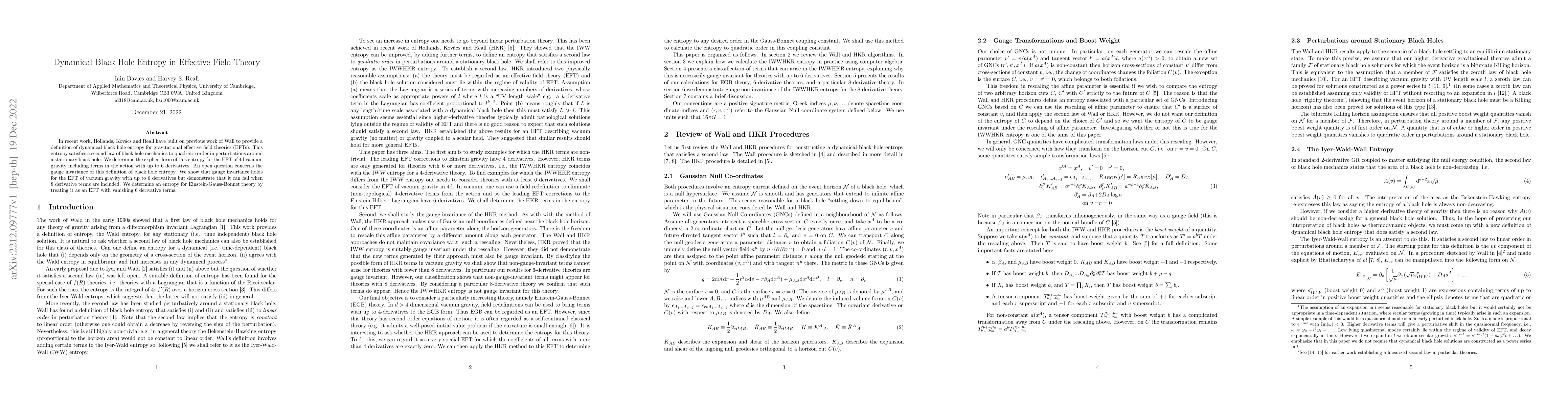 Thumbnail for Dynamical Black Hole Entropy in Effective Field Theory
