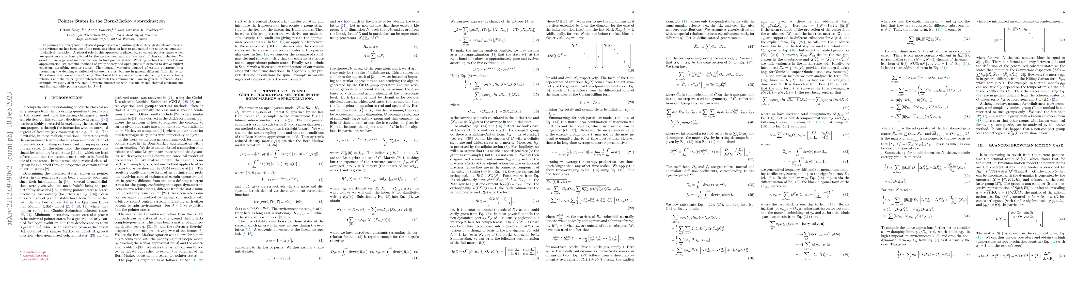 Thumbnail for Pointer States in the Born-Markov approximation