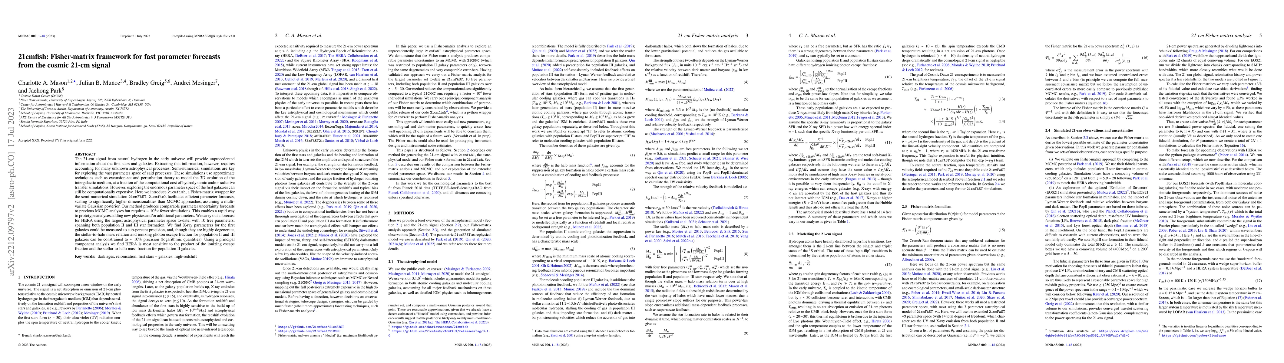 Thumbnail for 21cmfish: Fisher-matrix framework for fast parameter forecasts from the
  cosmic 21-cm signal