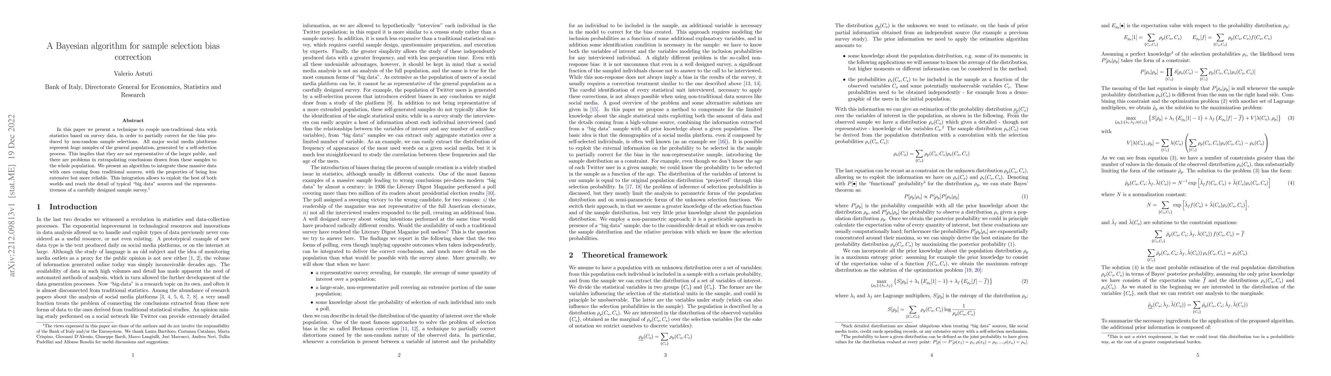 Thumbnail for A Bayesian algorithm for sample selection bias correction