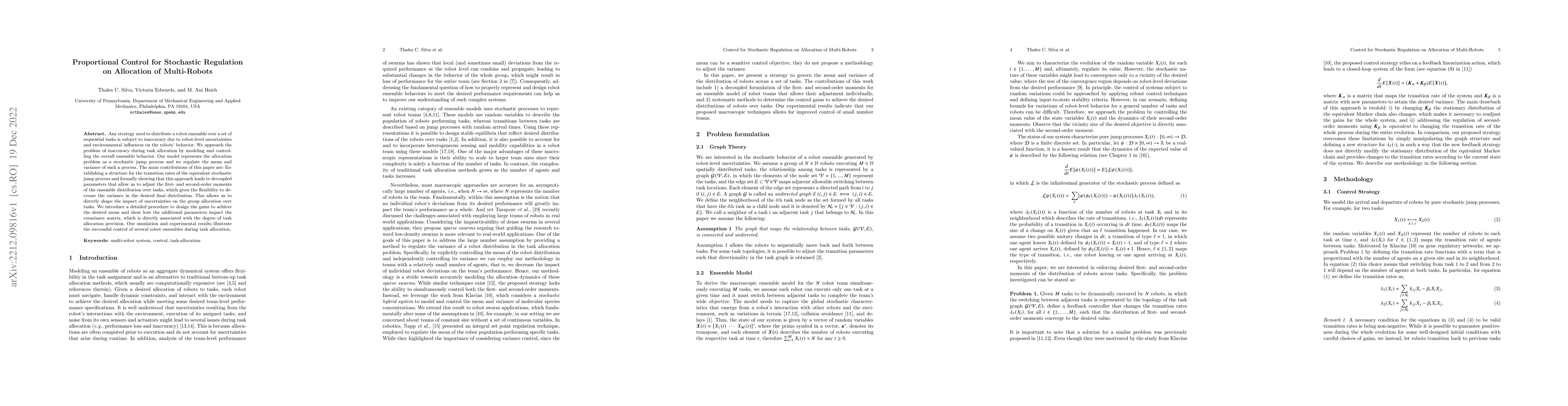 Thumbnail for Proportional Control for Stochastic Regulation on Allocation of
  Multi-Robots