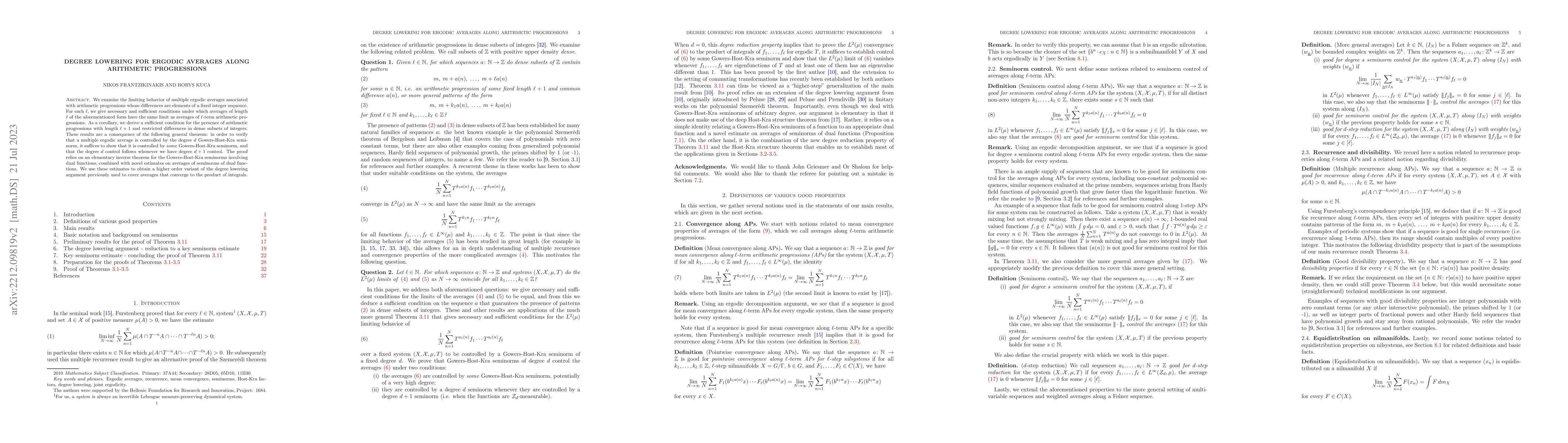 Thumbnail for Degree lowering for ergodic averages along arithmetic progressions