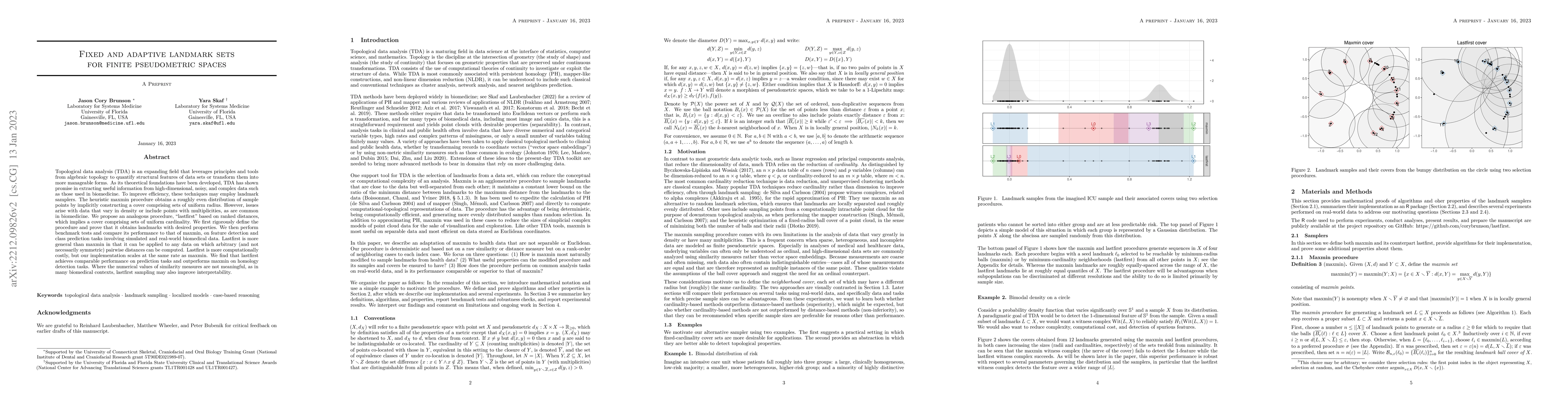Thumbnail for Fixed and adaptive landmark sets for finite pseudometric spaces