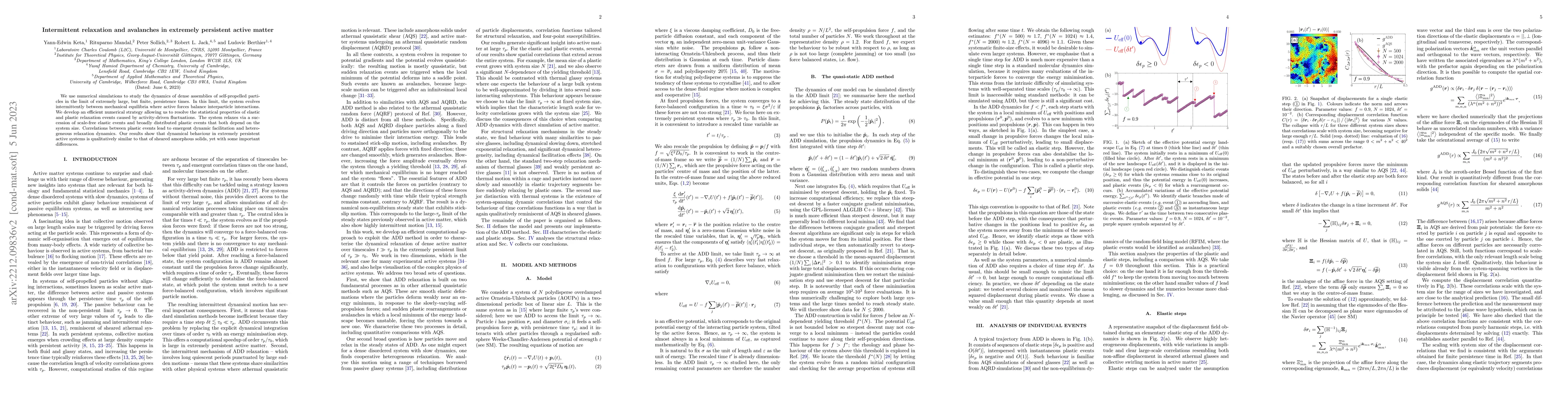 Thumbnail for Intermittent relaxation and avalanches in extremely persistent active
  matter