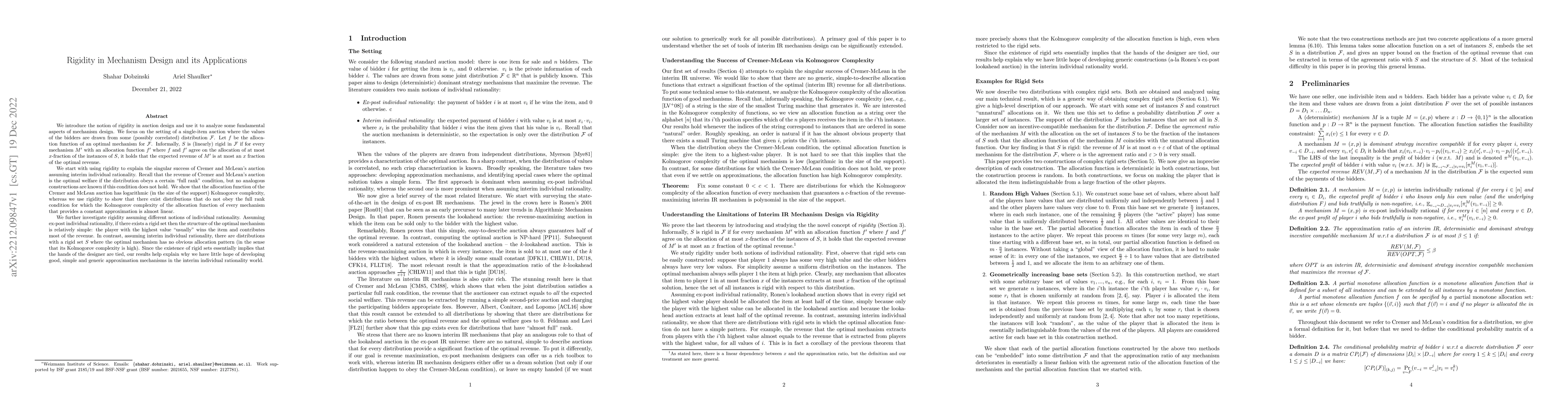 Thumbnail for Rigidity in Mechanism Design and its Applications