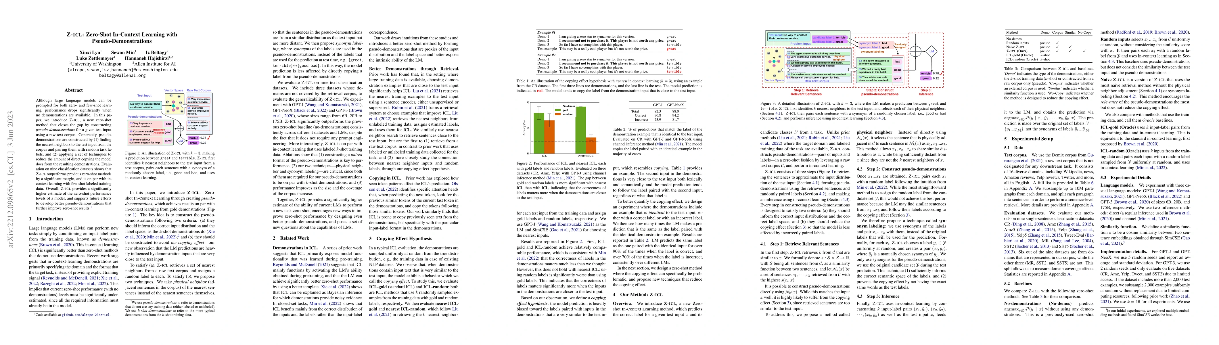 Thumbnail for Z-ICL: Zero-Shot In-Context Learning with Pseudo-Demonstrations