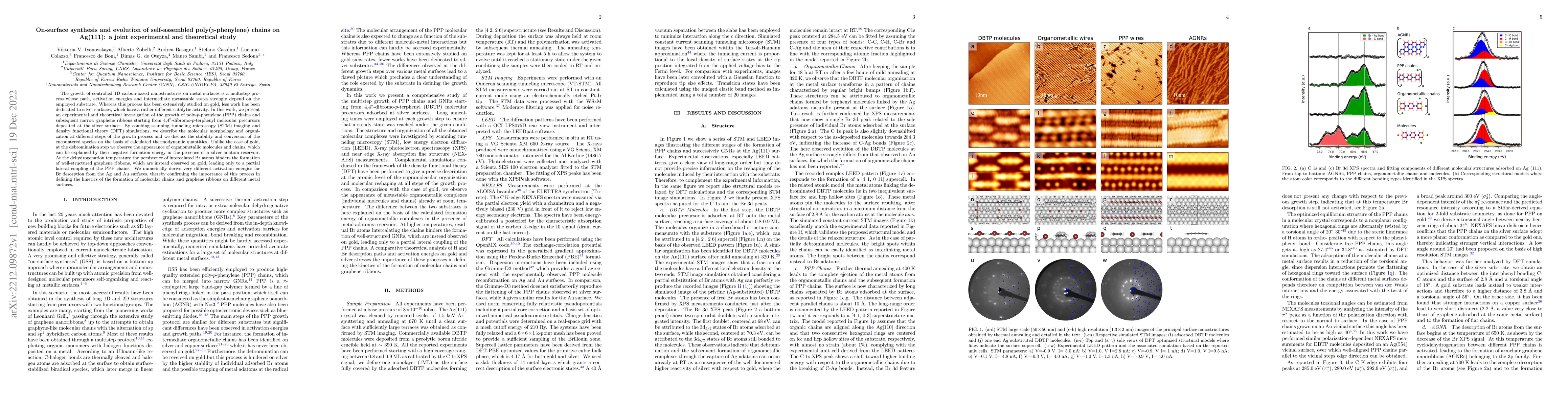 Thumbnail for On-surface synthesis and evolution of self-assembled poly($p$-phenylene)
  chains on Ag(111): a joint experimental and theoretical study