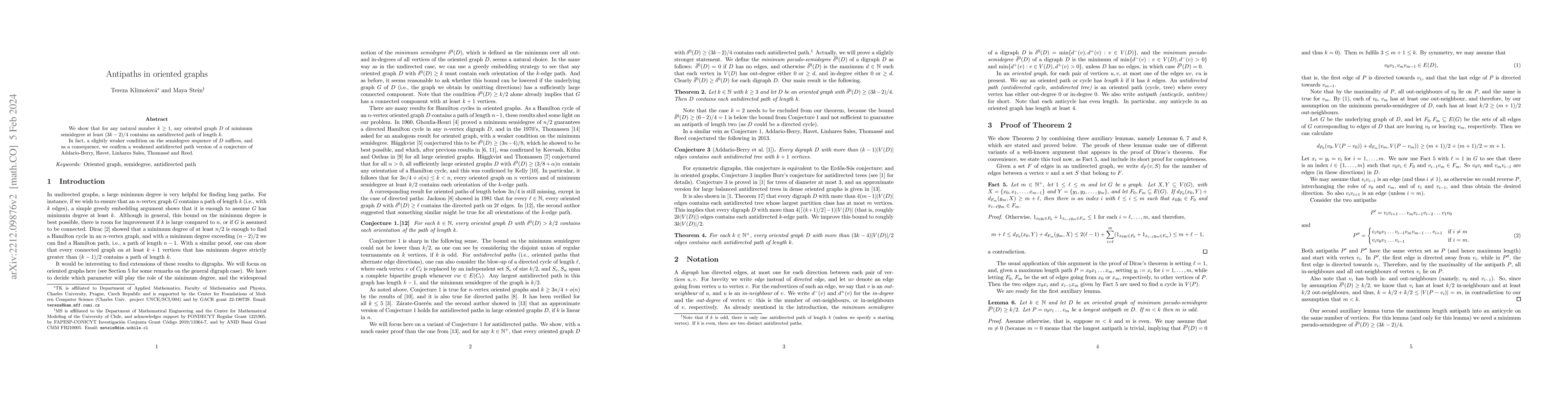 Thumbnail for Antipaths in oriented graphs
