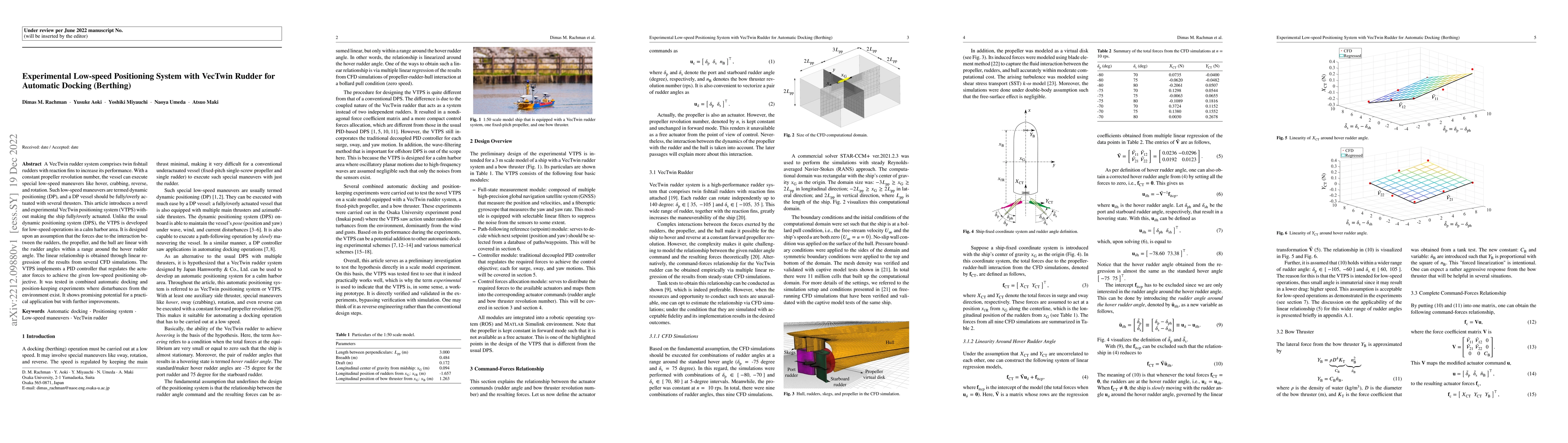 Thumbnail for Experimental Low-speed Positioning System with VecTwin Rudder for
  Automatic Docking (Berthing)