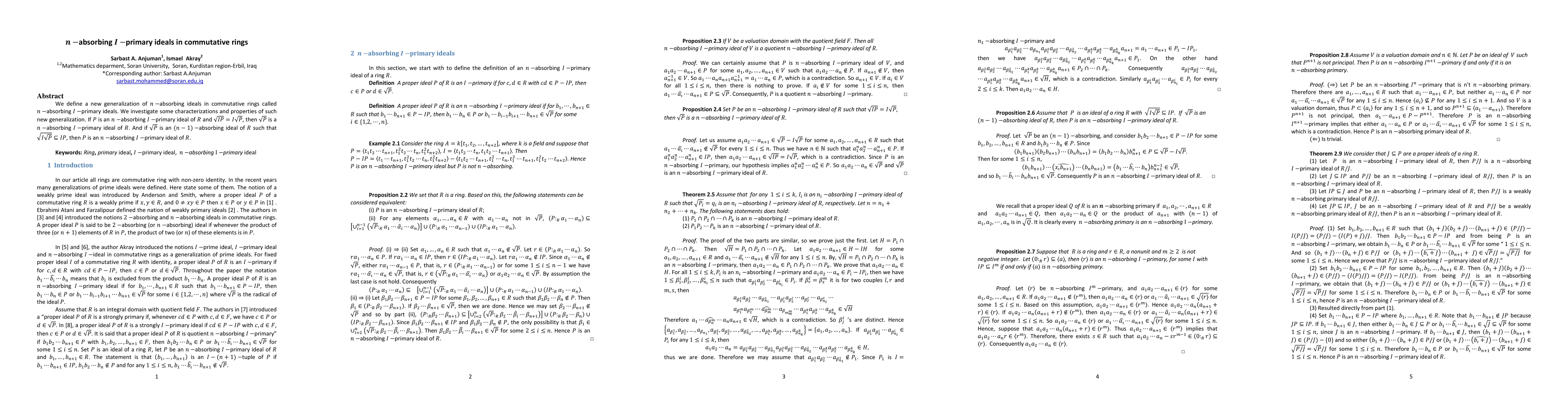 Thumbnail for n-absorbing I-primary ideals in commutative rings