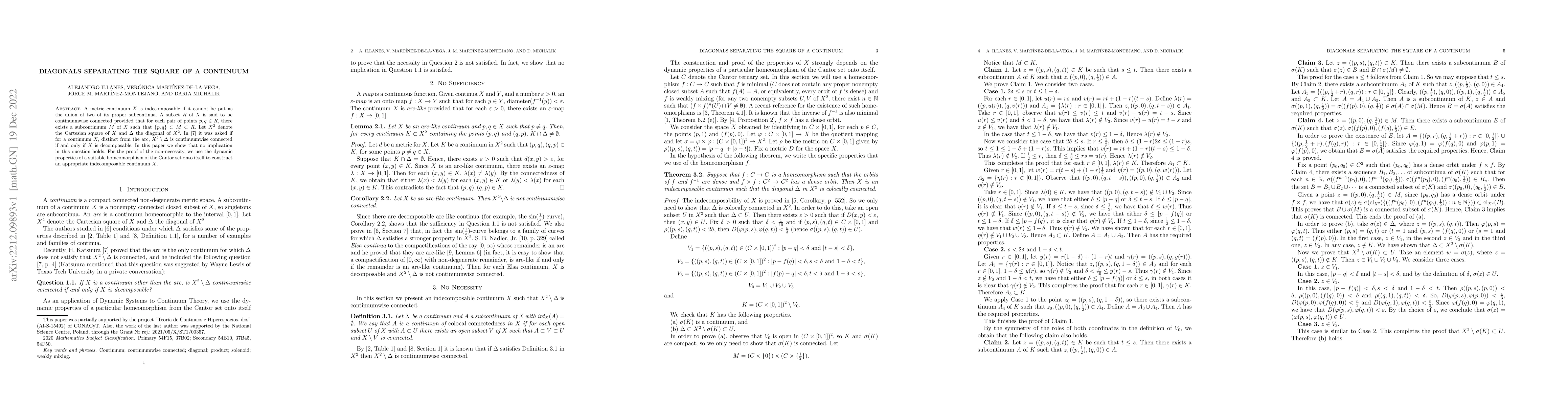 Thumbnail for Diagonals separating the square of a continuum