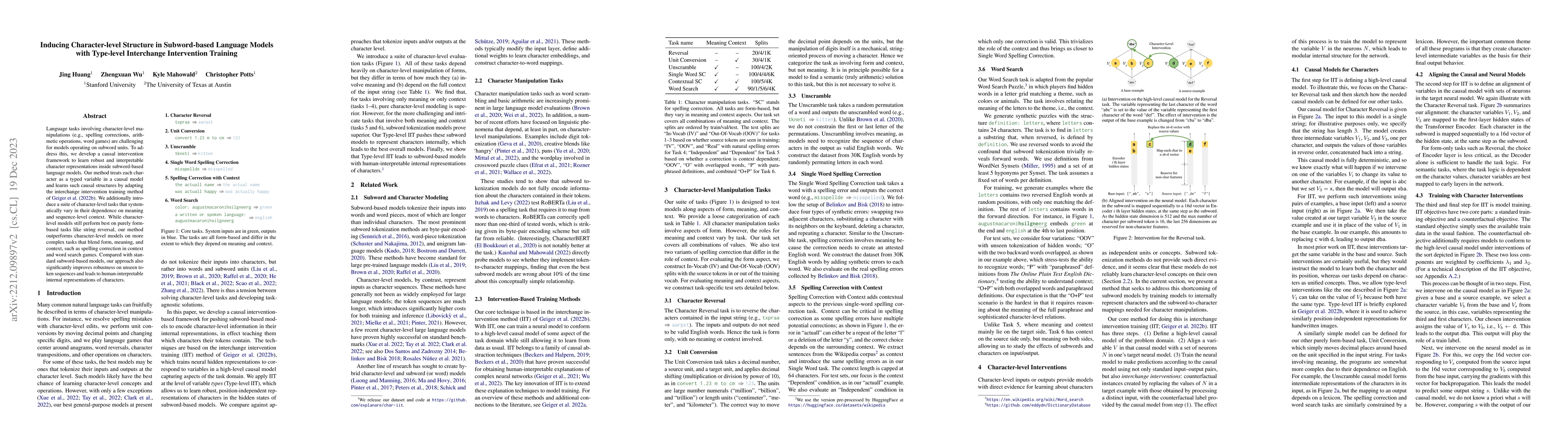 Thumbnail for Inducing Character-level Structure in Subword-based Language Models with
  Type-level Interchange Intervention Training