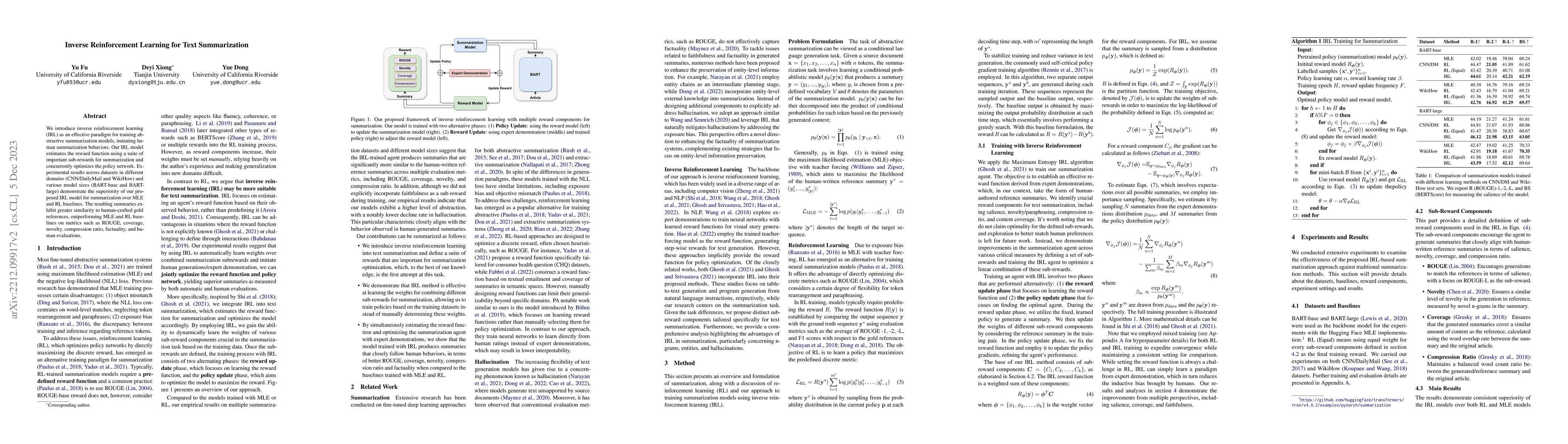 Thumbnail for Inverse Reinforcement Learning for Text Summarization