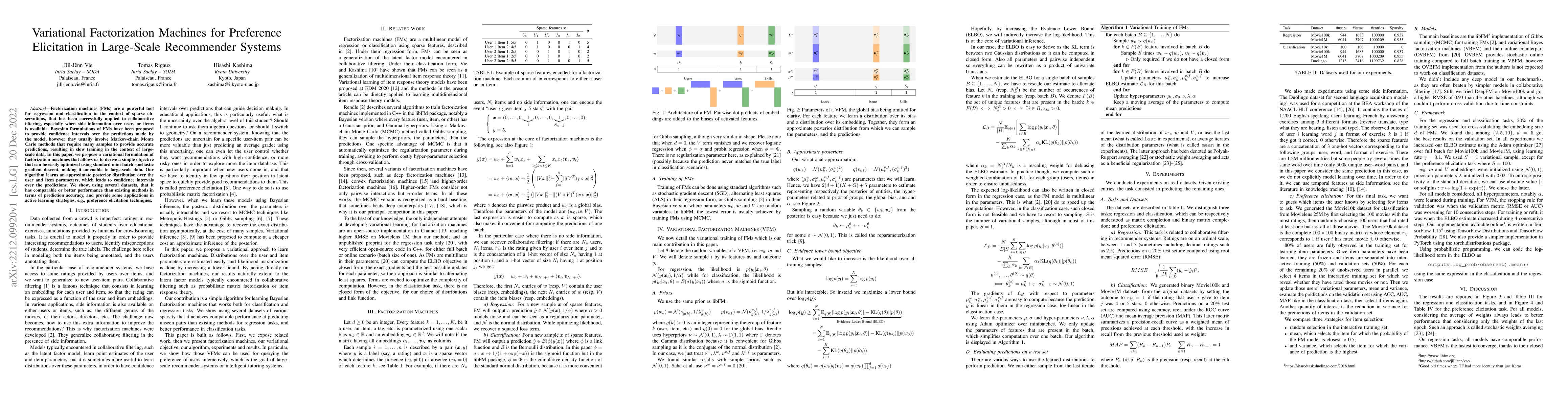 Thumbnail for Variational Factorization Machines for Preference Elicitation in
  Large-Scale Recommender Systems