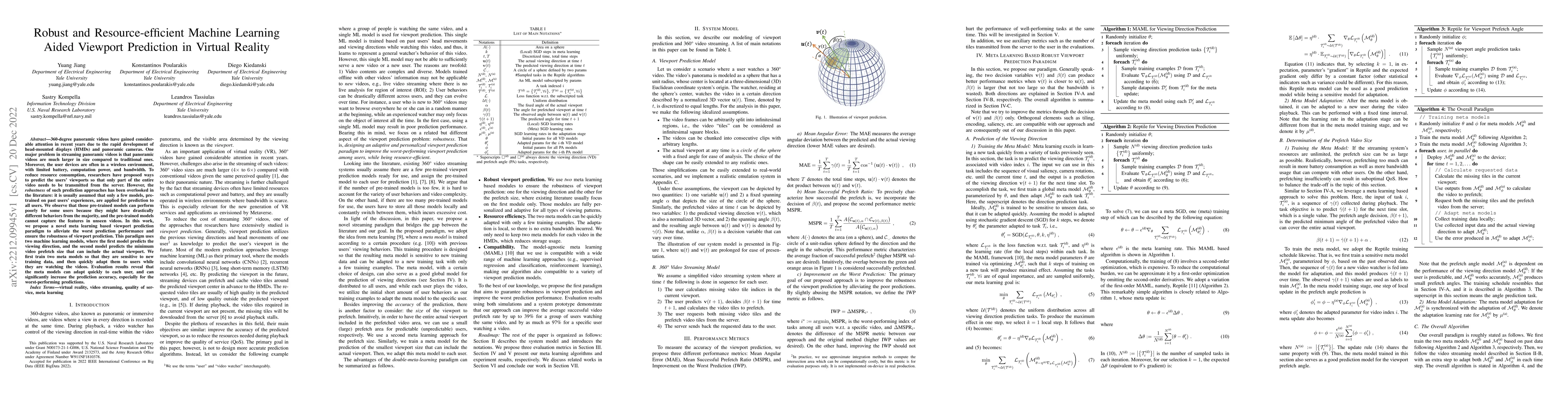 Thumbnail for Robust and Resource-efficient Machine Learning Aided Viewport Prediction
  in Virtual Reality