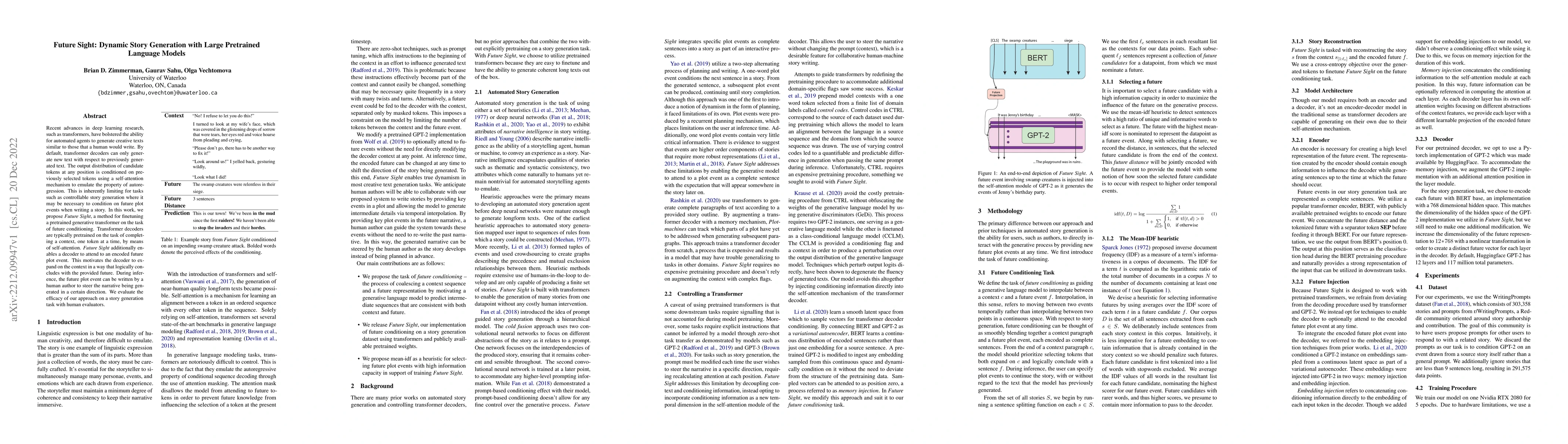 Thumbnail for Future Sight: Dynamic Story Generation with Large Pretrained Language
  Models