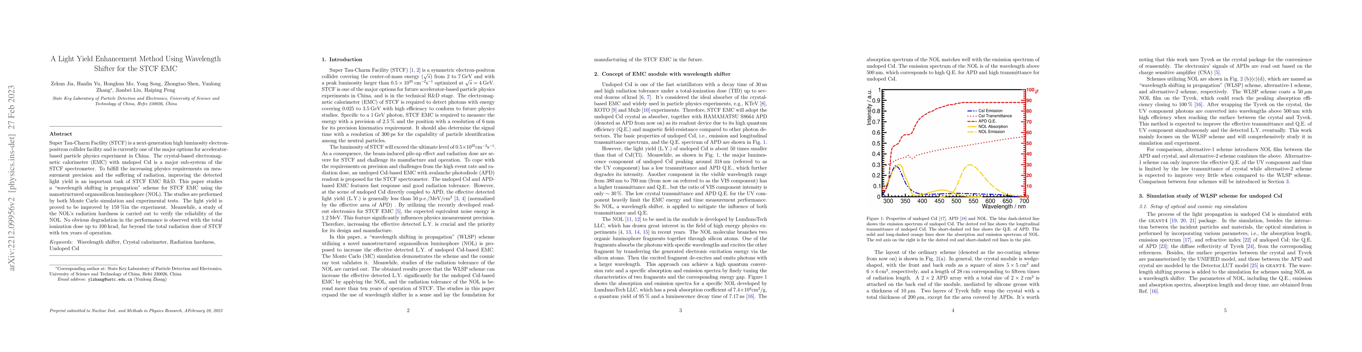 Thumbnail for A Light Yield Enhancement Method Using Wavelength Shifter for the STCF
  EMC