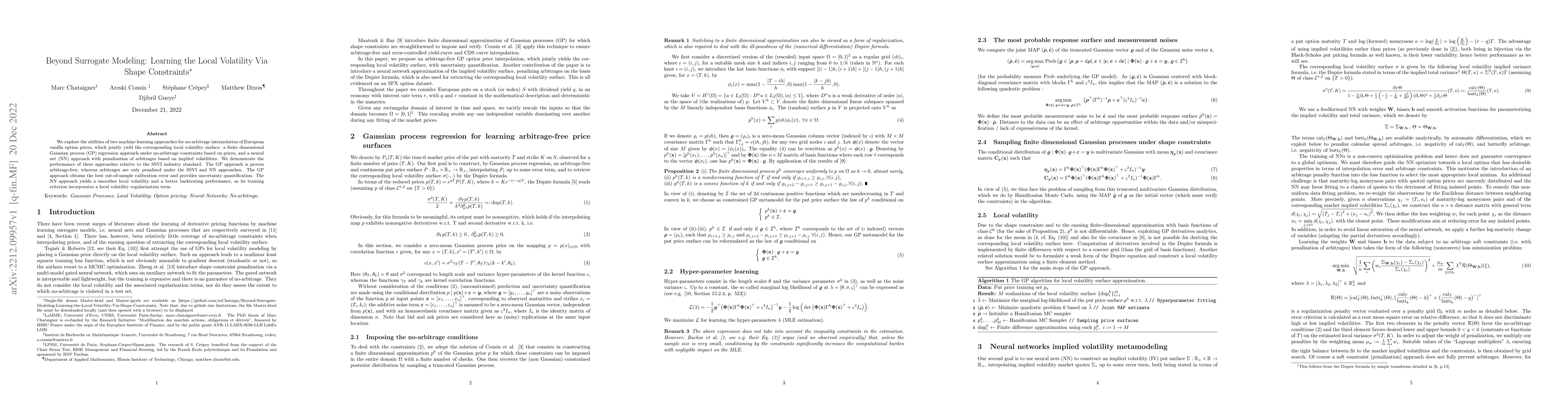 Thumbnail for Beyond Surrogate Modeling: Learning the Local Volatility Via Shape
  Constraints