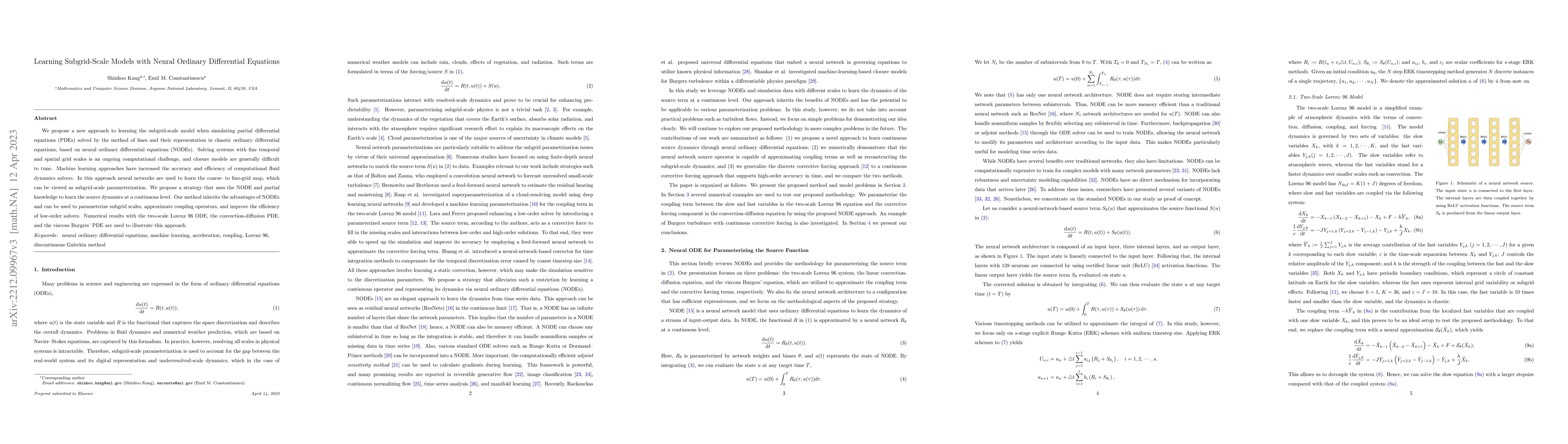 Thumbnail for Learning Subgrid-scale Models with Neural Ordinary Differential
  Equations
