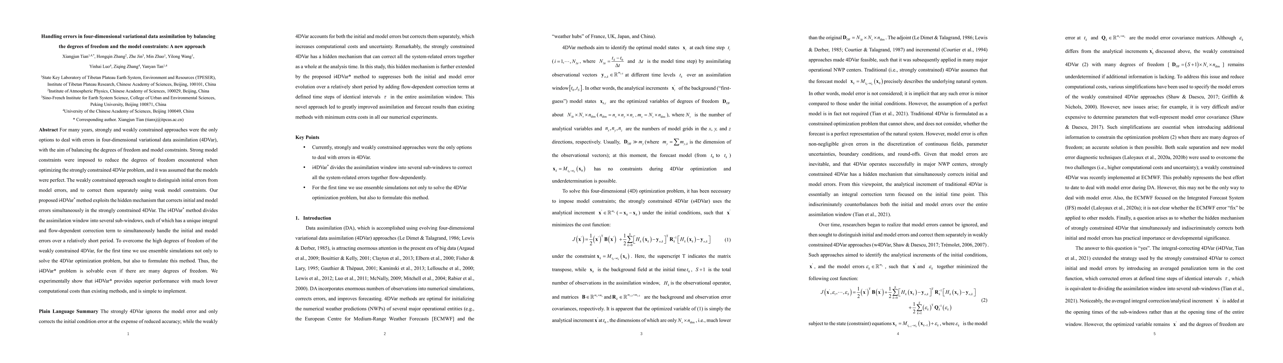 Thumbnail for Handling errors in four-dimensional variational data assimilation by
  balancing the degrees of freedom and the model constraints: A new approach