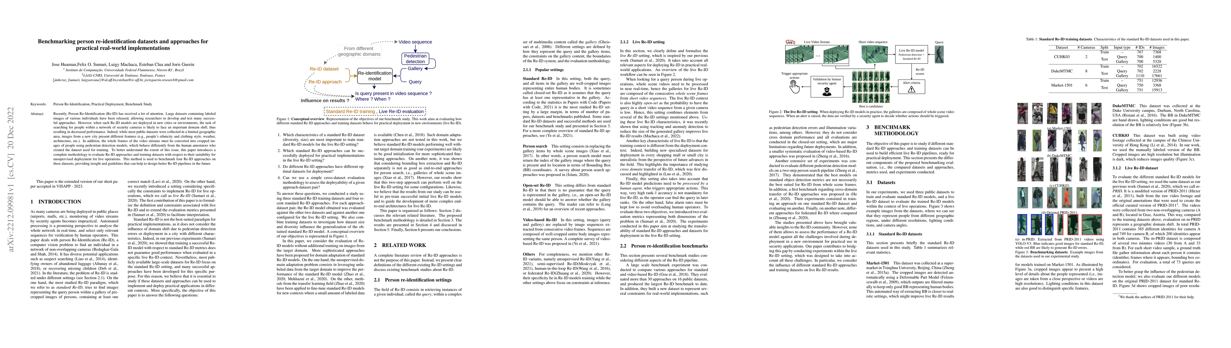 Thumbnail for Benchmarking person re-identification datasets and approaches for
  practical real-world implementations