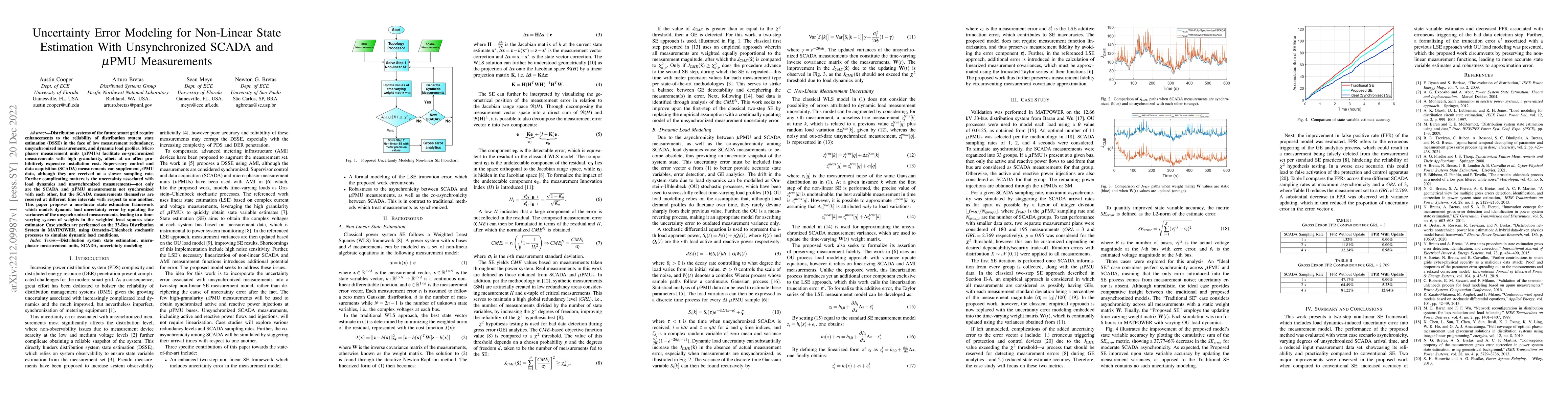 Thumbnail for Uncertainty Error Modeling for Non-Linear State Estimation With
  Unsynchronized SCADA and $\mu$PMU Measurements