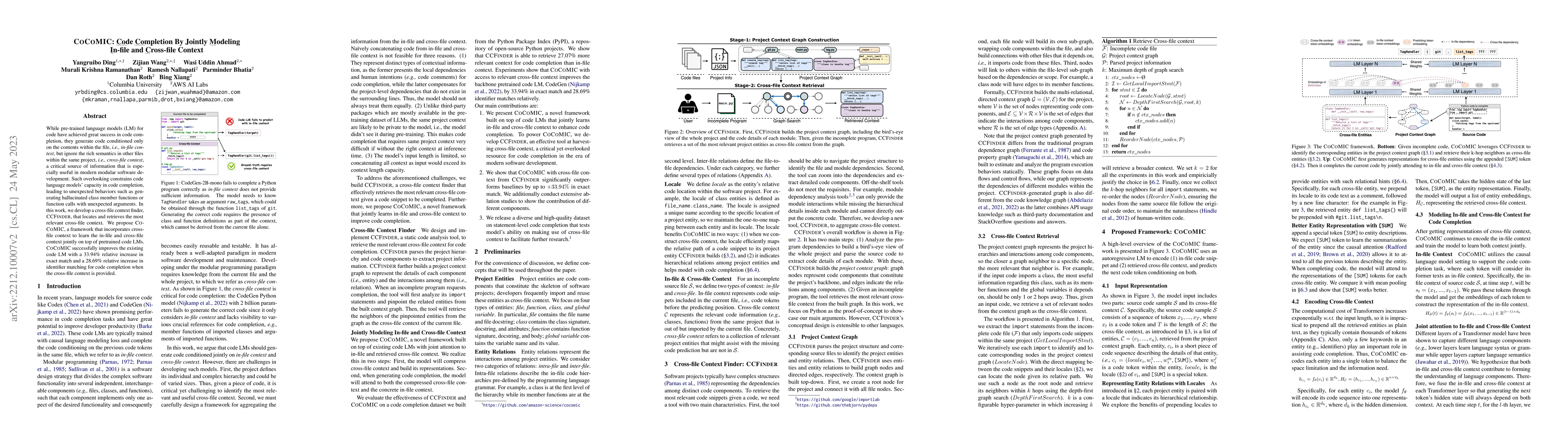 Thumbnail for CoCoMIC: Code Completion By Jointly Modeling In-file and Cross-file
  Context