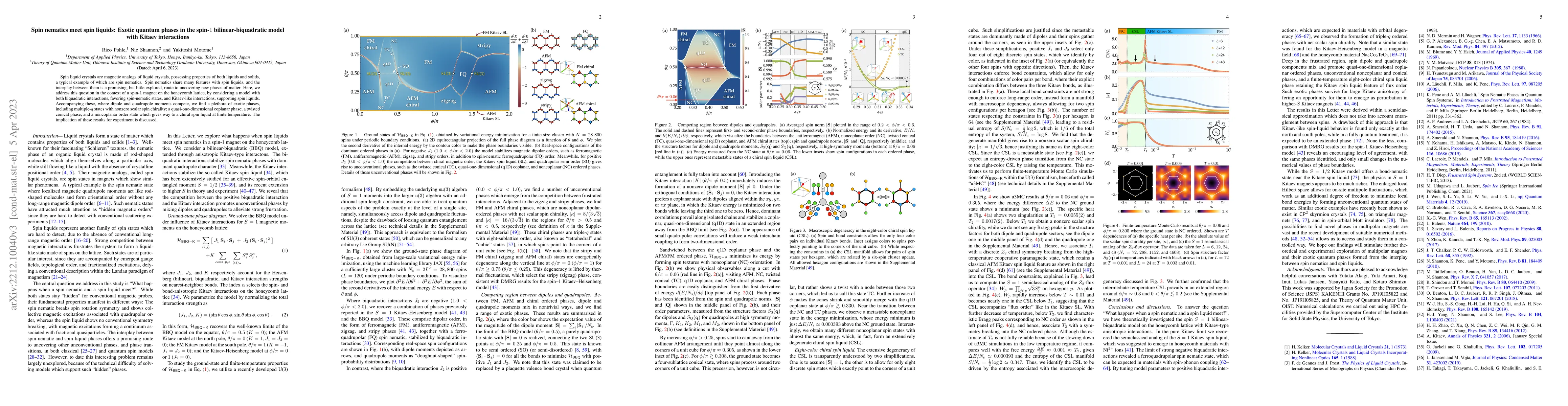 Thumbnail for Spin Nematics Meet Spin Liquids: Exotic Quantum Phases in the Spin-$1$
  Bilinear-Biquadratic Model with Kitaev Interactions