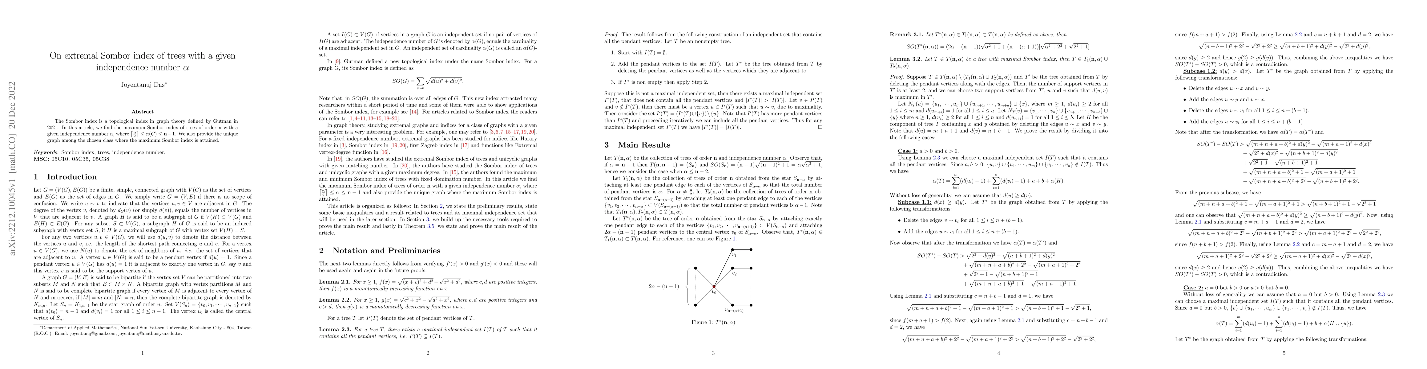 Thumbnail for On extremal Sombor index of trees with a given independence number
  $\alpha$