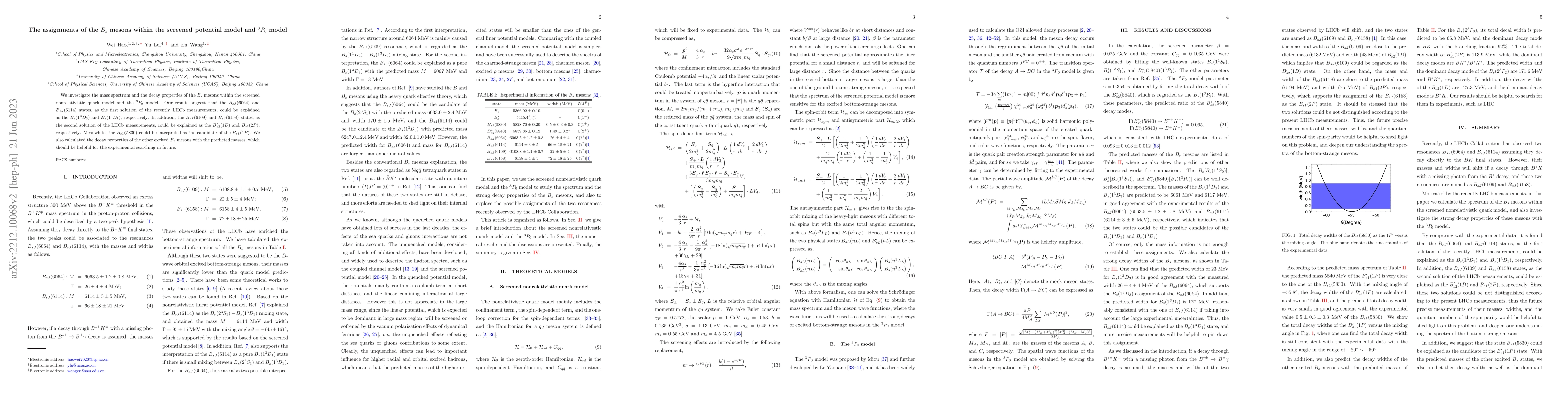 Thumbnail for The assignments of the $B_s$ mesons within the screened potential model
  and $^3P_0$ model