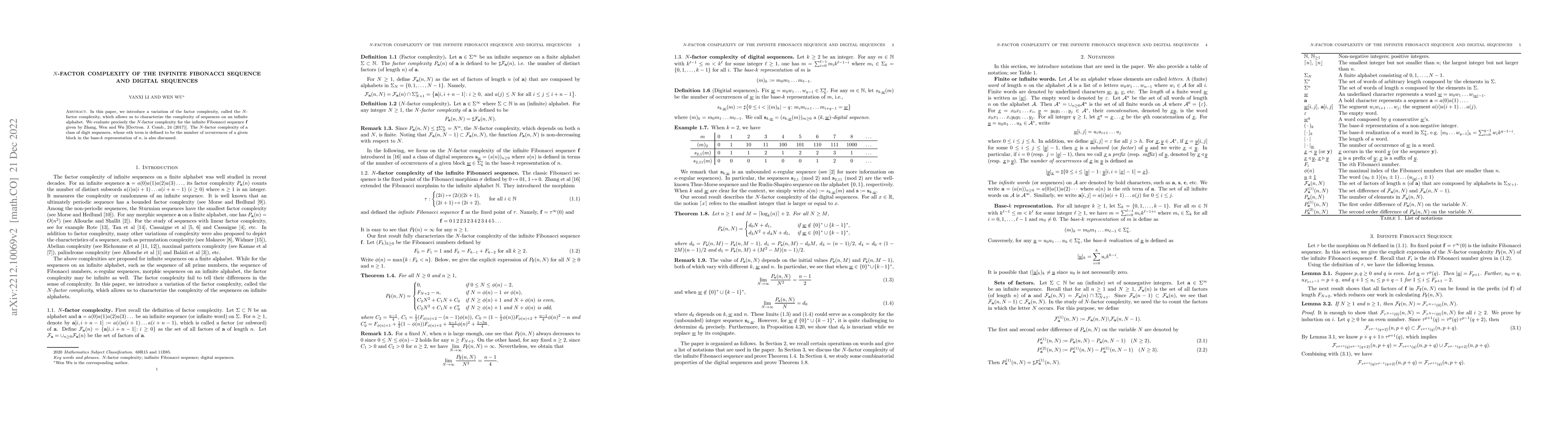 Thumbnail for $N$-factor complexity of the infinite Fibonacci sequence and digital
  sequences