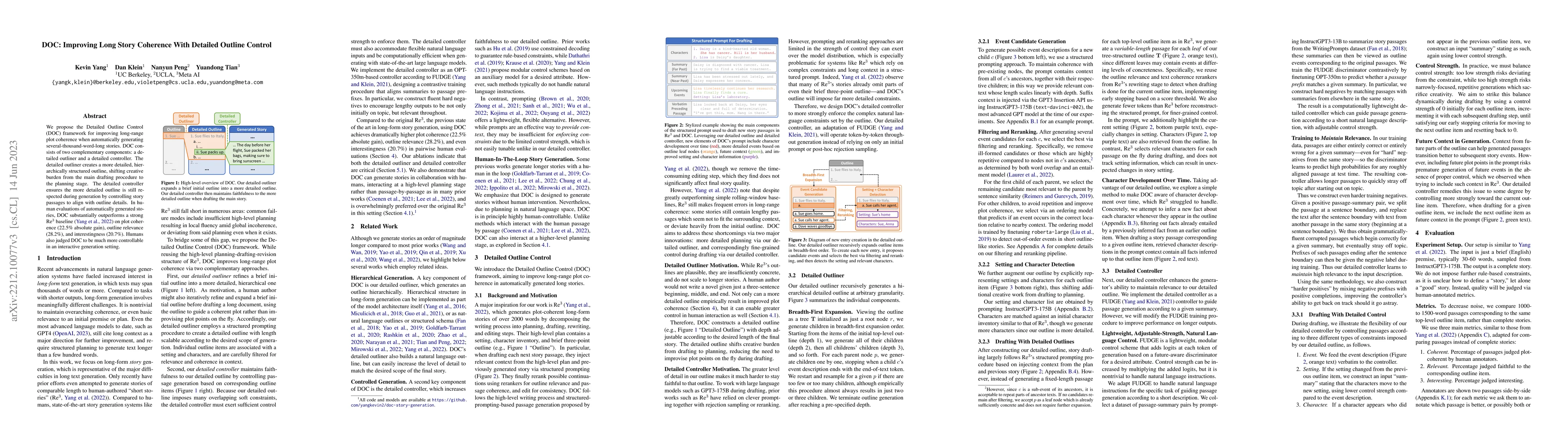 Thumbnail for DOC: Improving Long Story Coherence With Detailed Outline Control