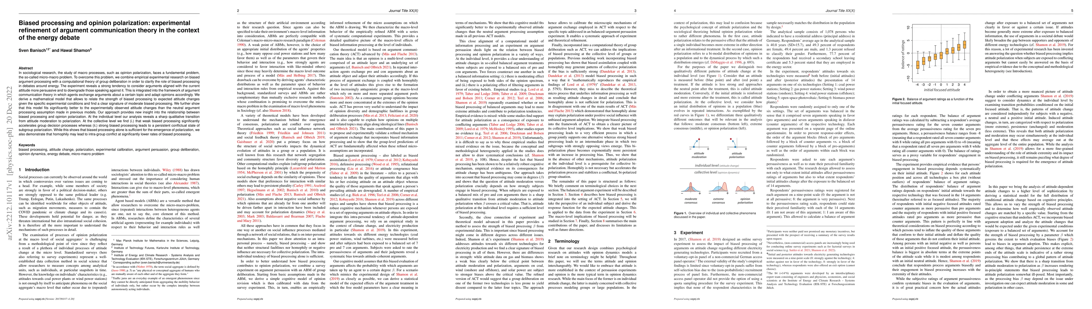 Thumbnail for Biased processing and opinion polarization: experimental refinement of
  argument communication theory in the context of the energy debate