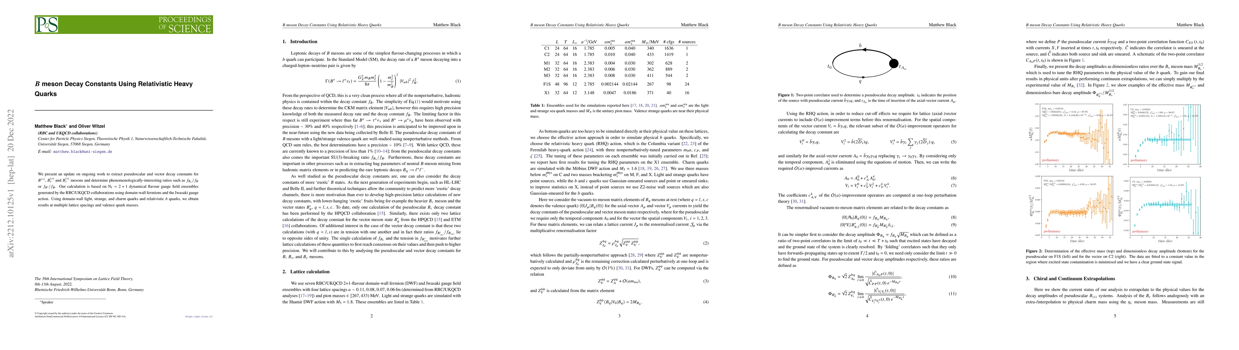 Thumbnail for B Meson Decay Constants Using Relativistic Heavy Quarks