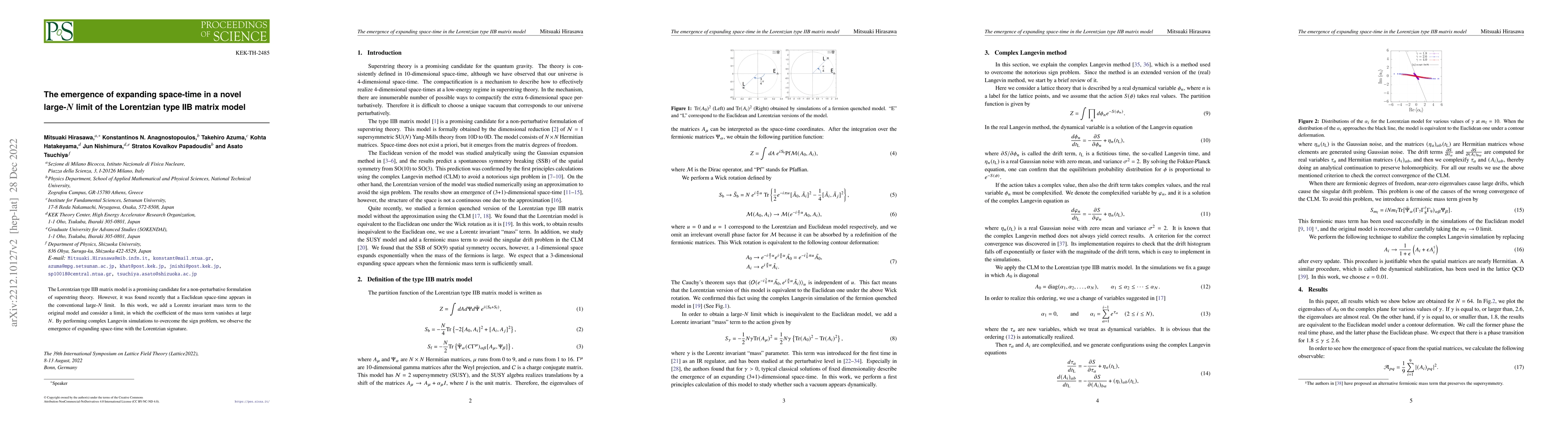 Thumbnail for The emergence of expanding space-time in a novel large-$N$ limit of the
  Lorentzian type IIB matrix model