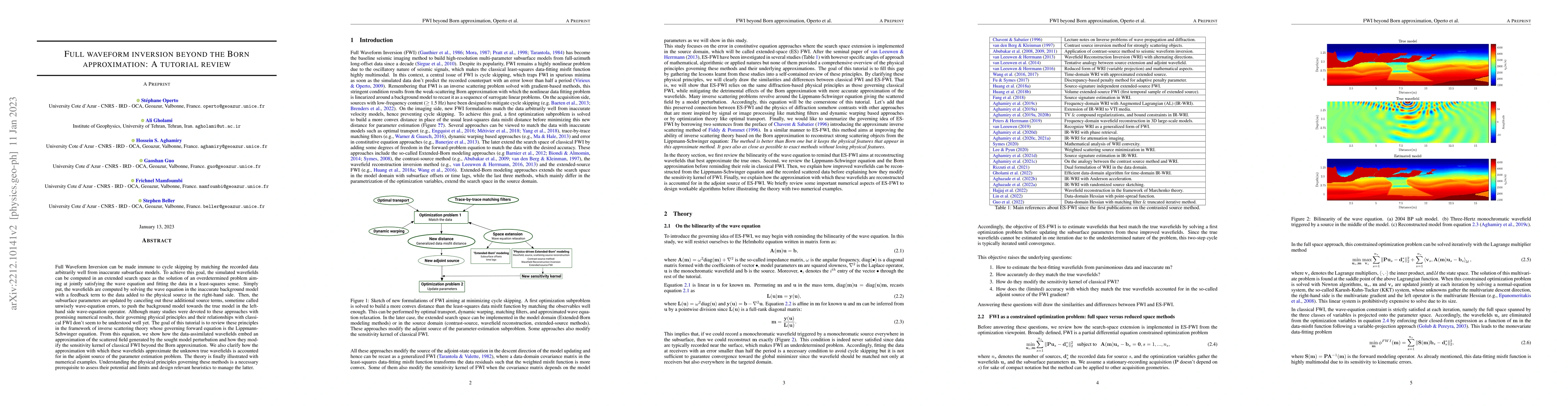 Thumbnail for Full waveform inversion beyond the Born approximation: A tutorial review