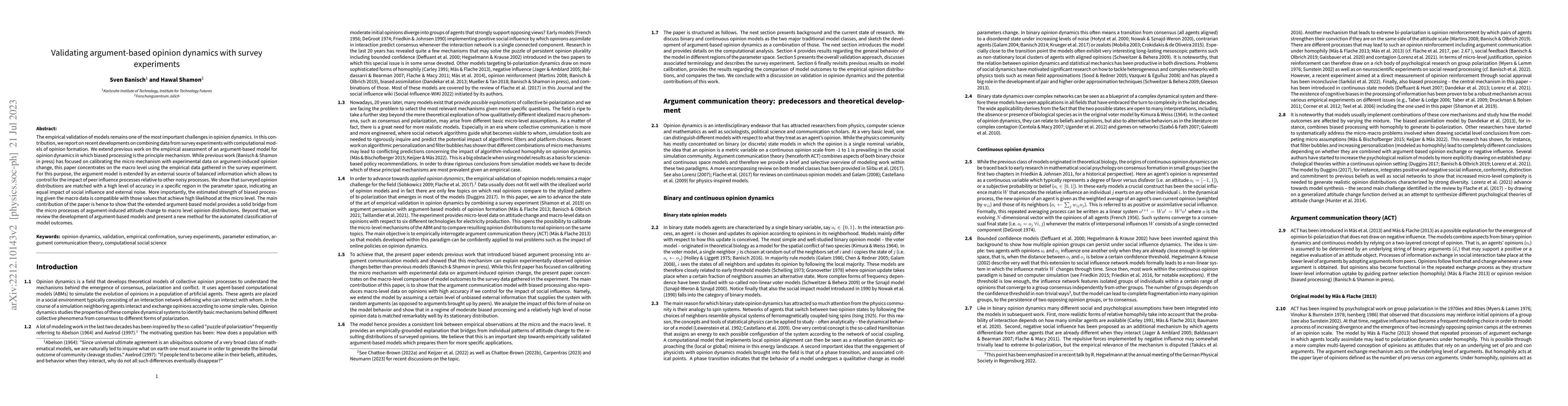 Thumbnail for Validating argument-based opinion dynamics with survey experiments