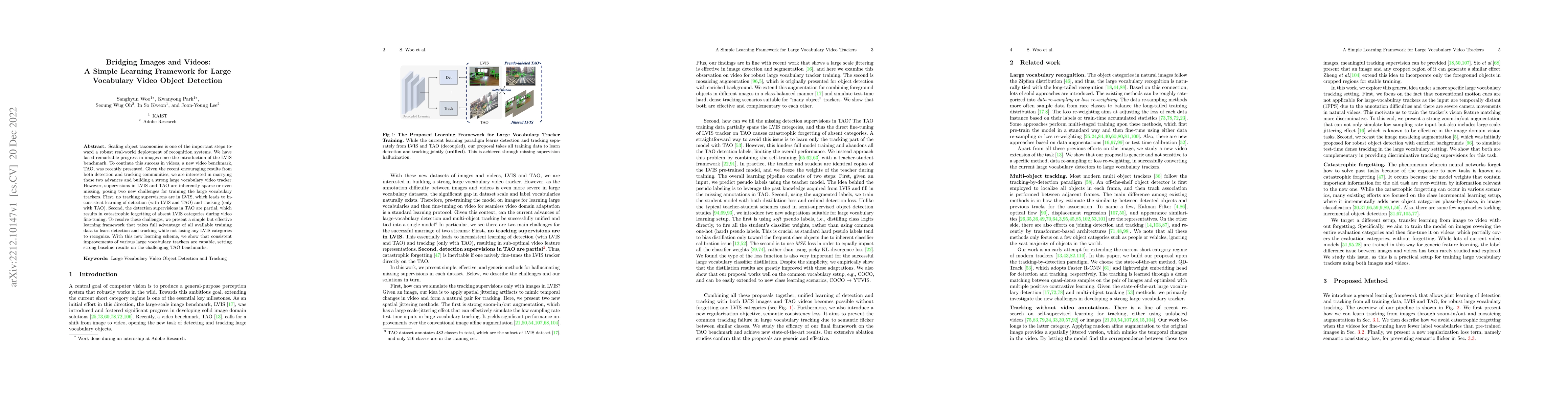 Thumbnail for Bridging Images and Videos: A Simple Learning Framework for Large
  Vocabulary Video Object Detection